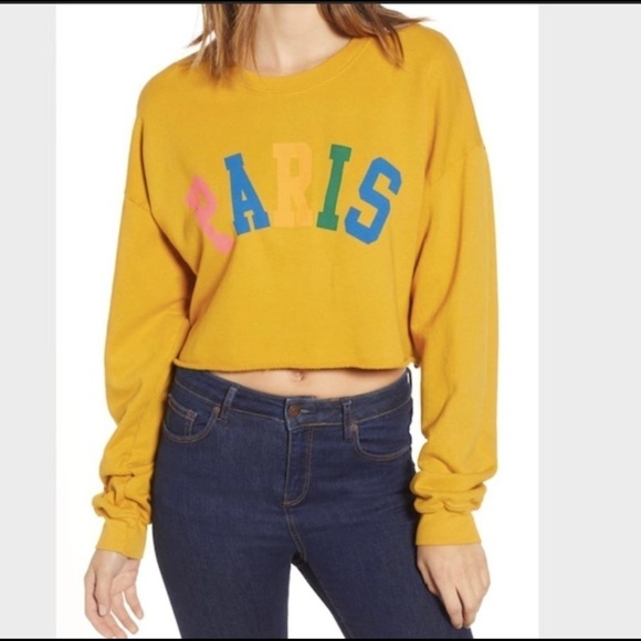 Paris Sweatshirt Cropped Raw Hem Women’s Medium Day Daydreamer - Picture 1 of 10